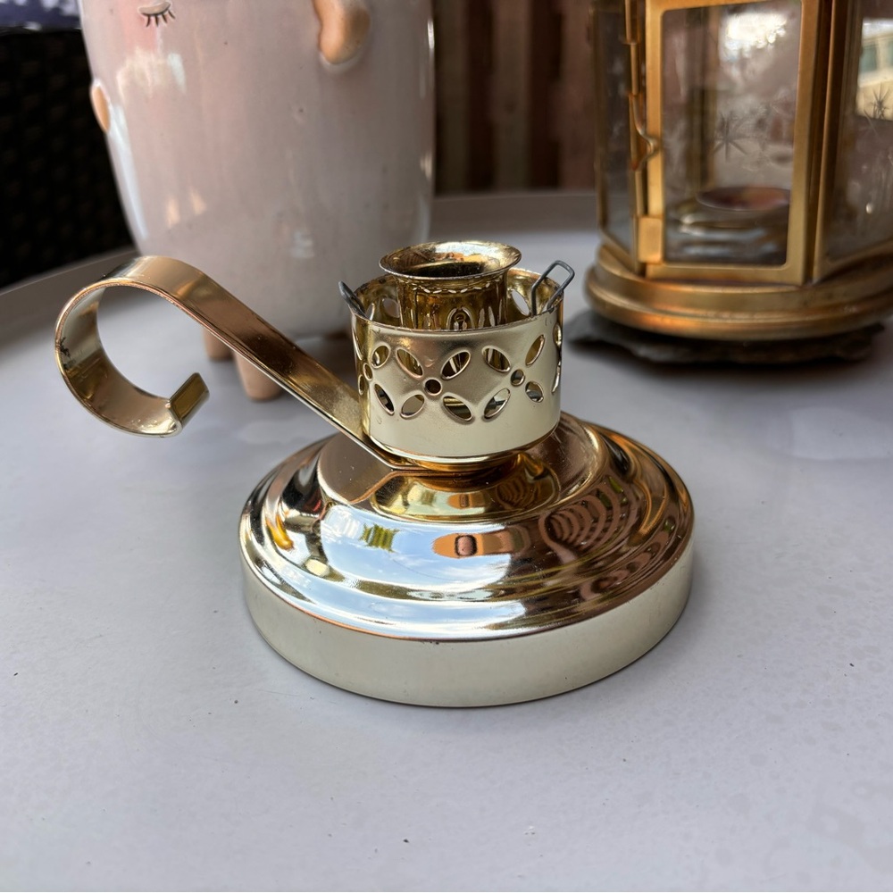 Vintage Gold Coloured Candle Holder